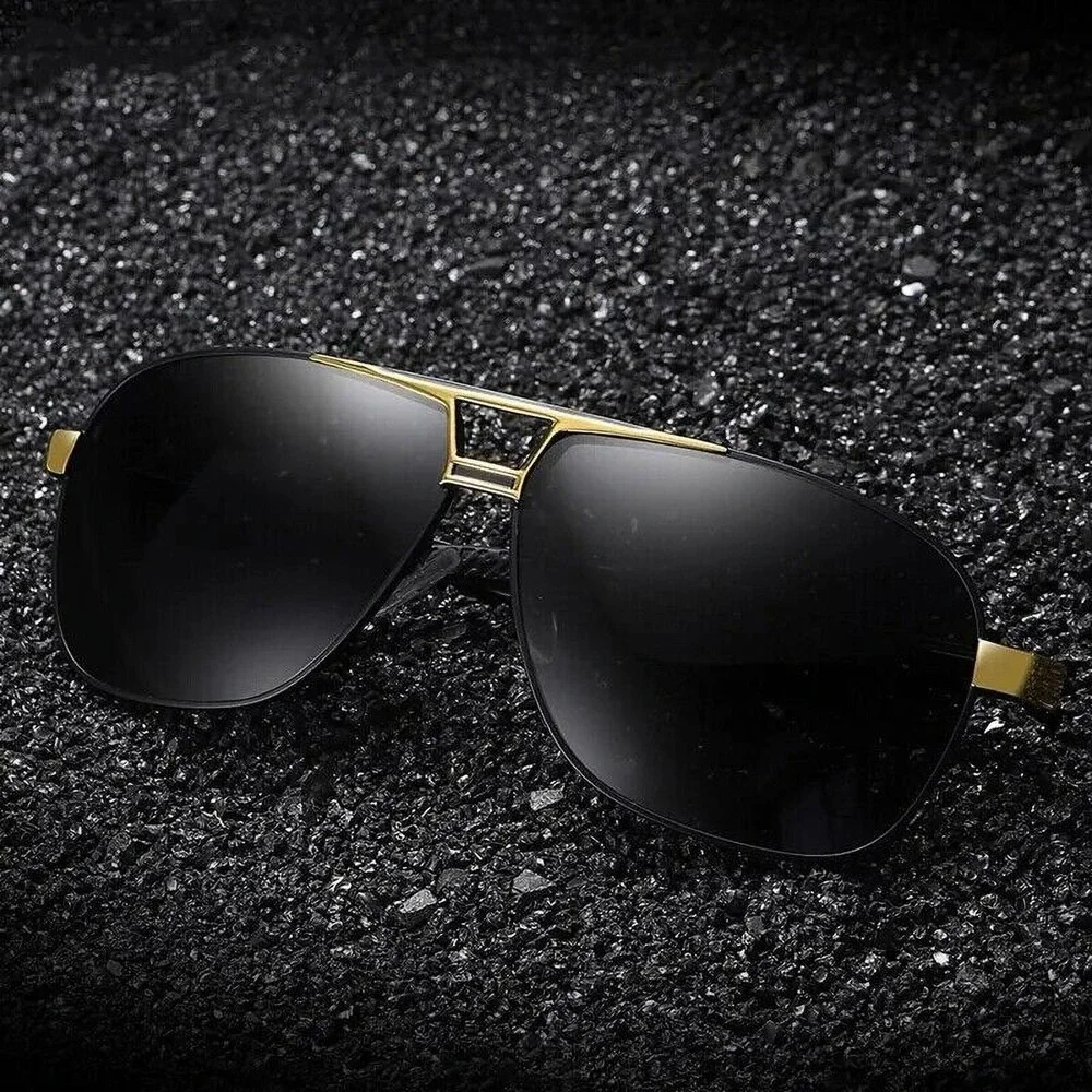 Polarized Sunglasses‎ Gold Trim Black Lenses Driving Glasses Hip Hop 2026 Women